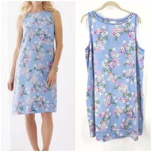 J Jill Love Linen Dress Womens Medium Floral Cottage Lagenlook Fairy Romantic